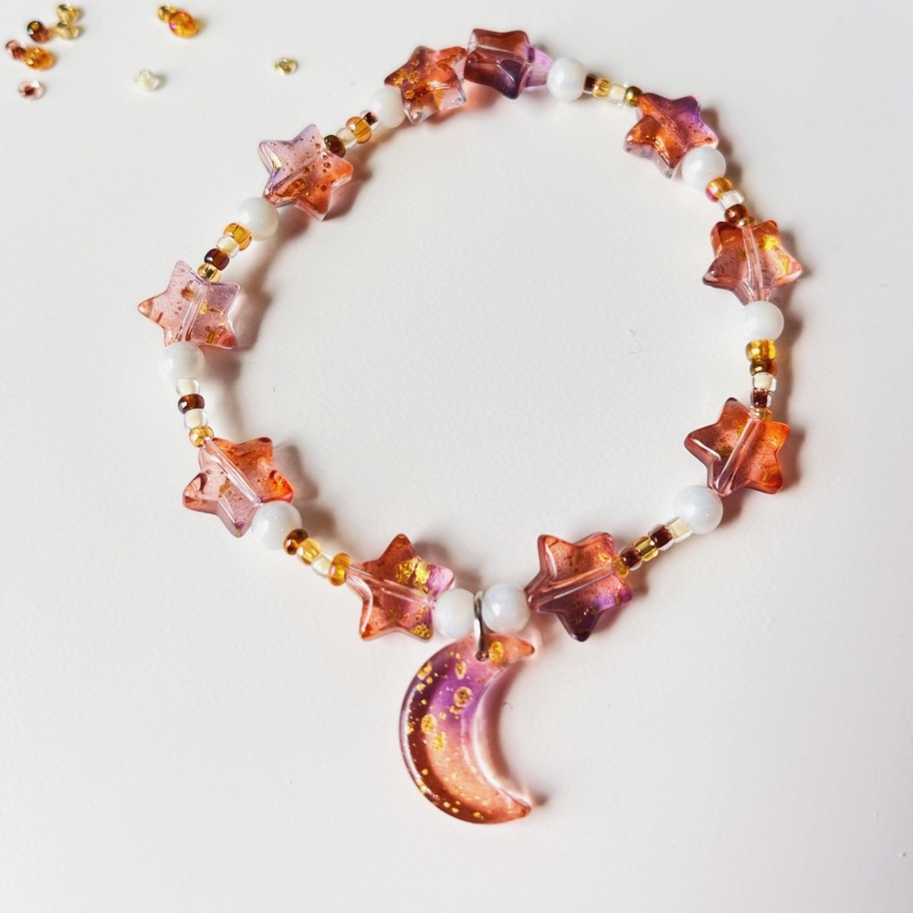 Moon & Star Beaded Stretchy Bracelet